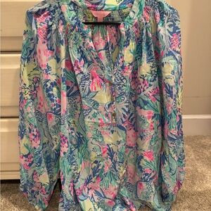 Lilly Pulitzer Mermaids Cove Silk Elsa Top